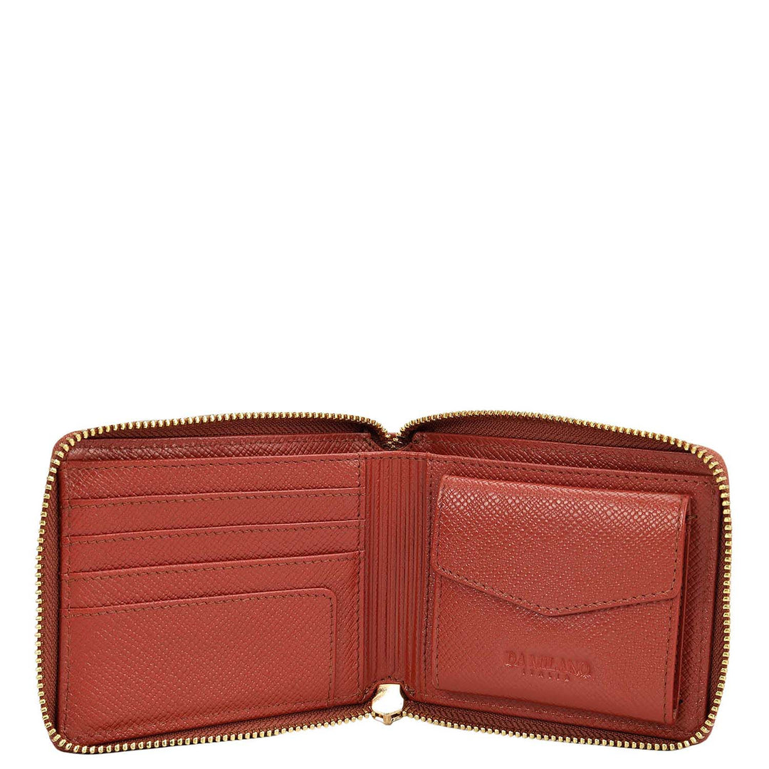 Croco Leather Ladies Wallet - Brick