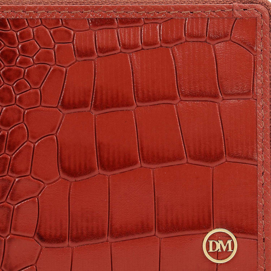 Croco Leather Ladies Wallet - Brick