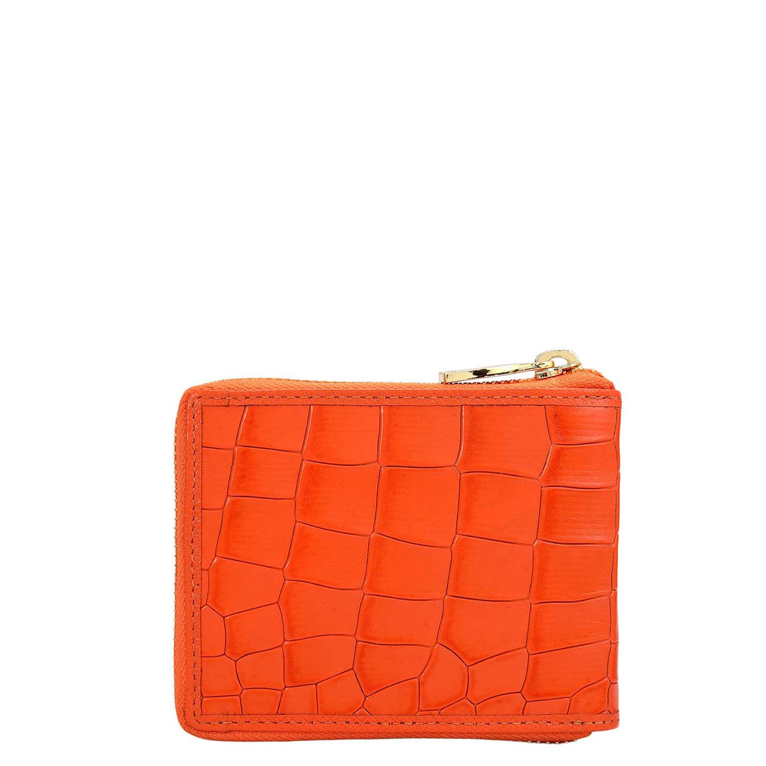 Croco Leather Ladies Wallet - Pumpkin