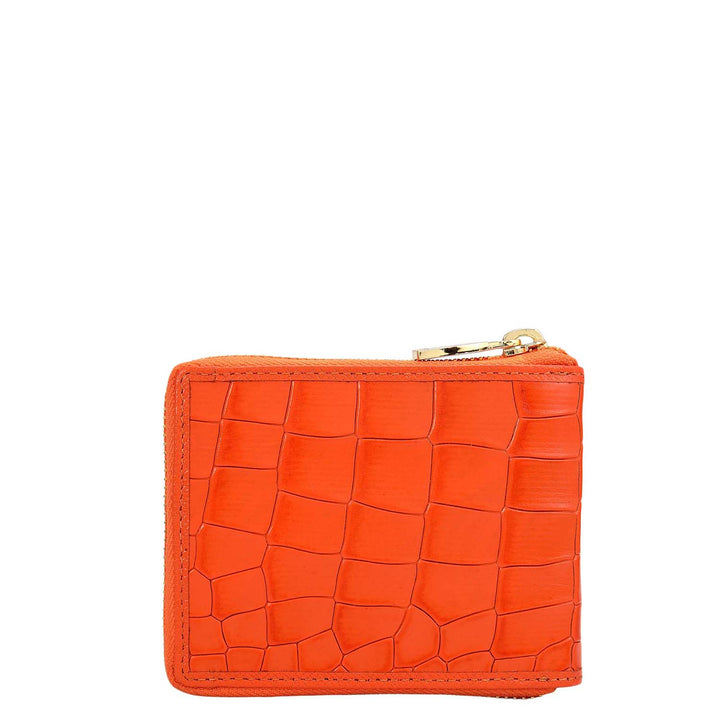 Croco Leather Ladies Wallet - Pumpkin