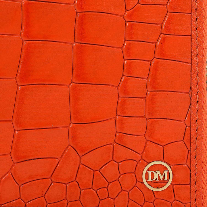 Croco Leather Ladies Wallet - Pumpkin