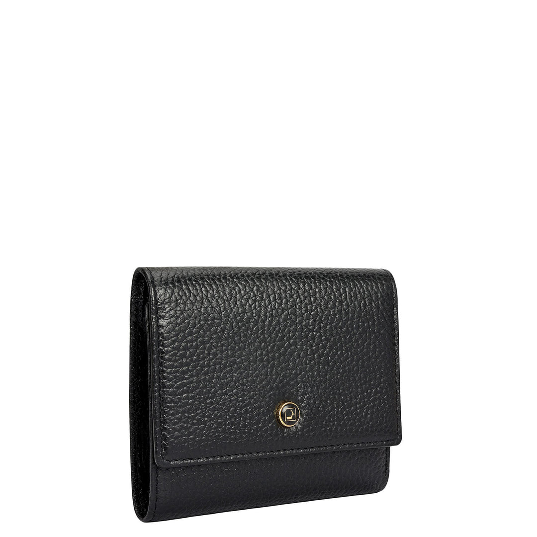 Wax Leather Ladies Wallet - Black