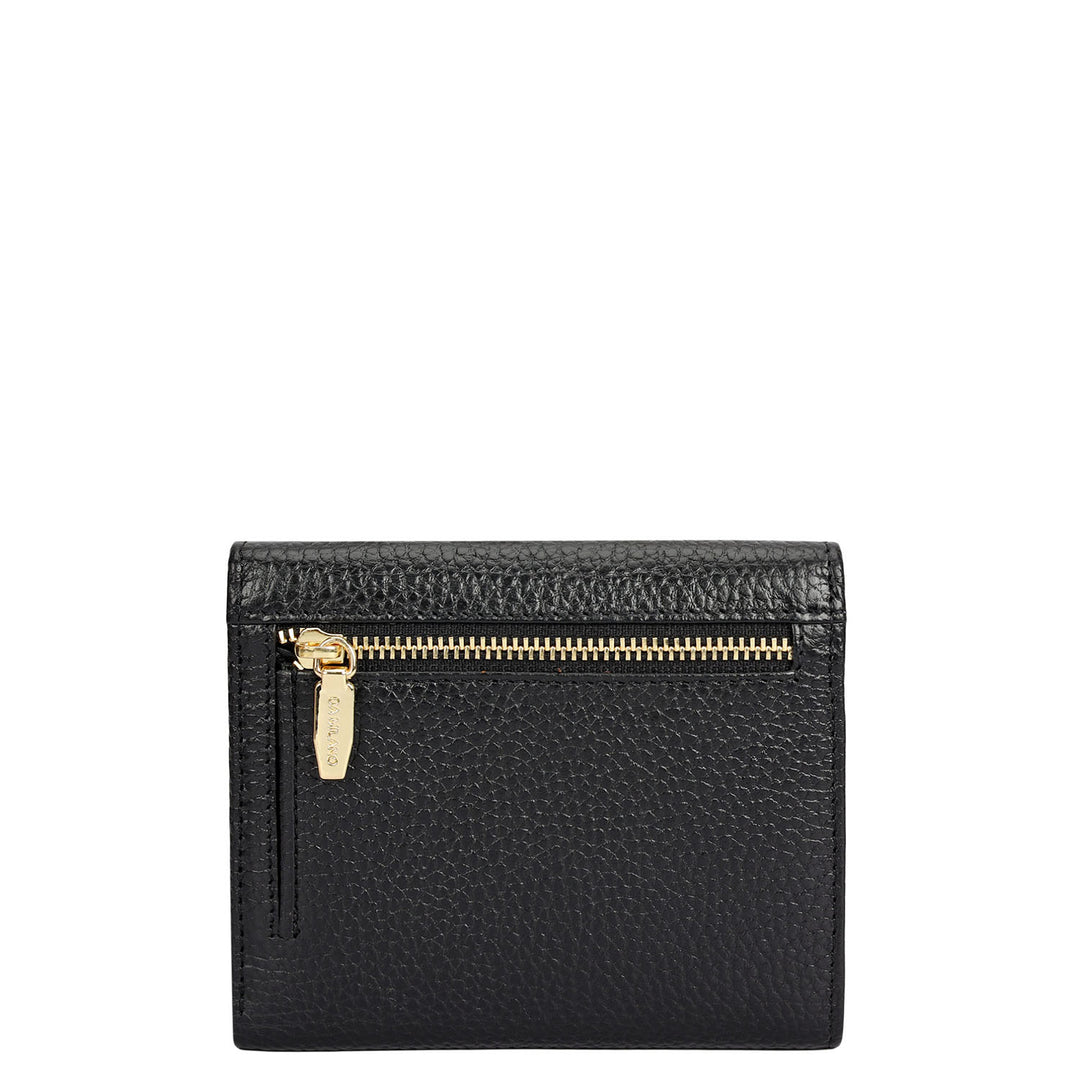Wax Leather Ladies Wallet - Black