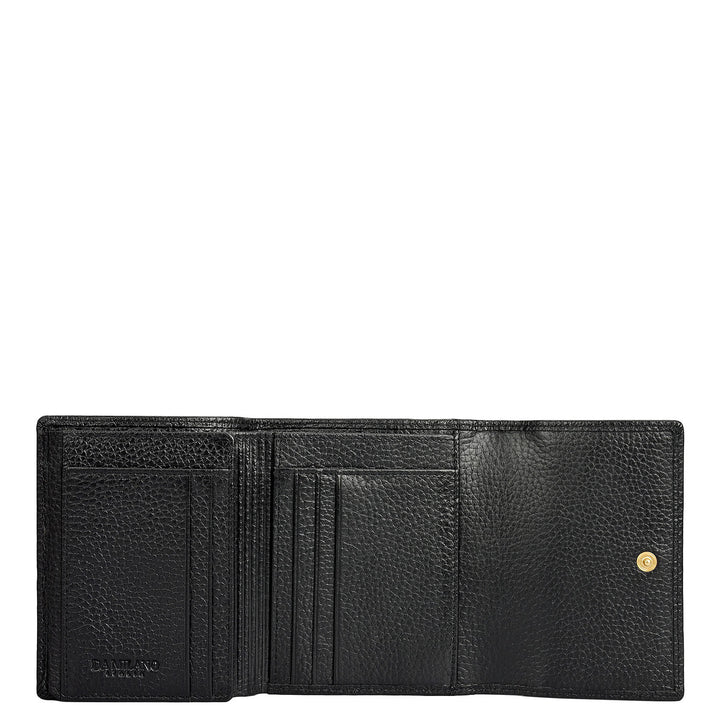 Wax Leather Ladies Wallet - Black