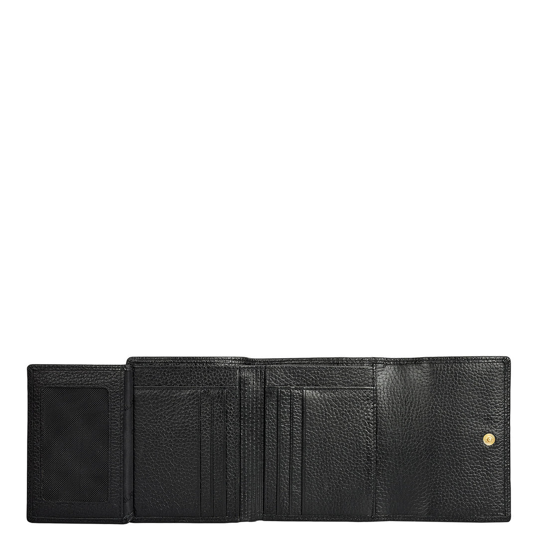 Wax Leather Ladies Wallet - Black