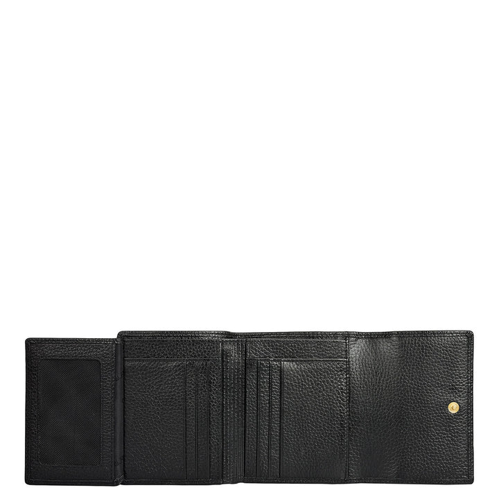 Wax Leather Ladies Wallet - Black