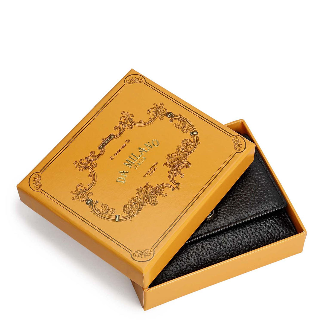 Wax Leather Ladies Wallet - Black