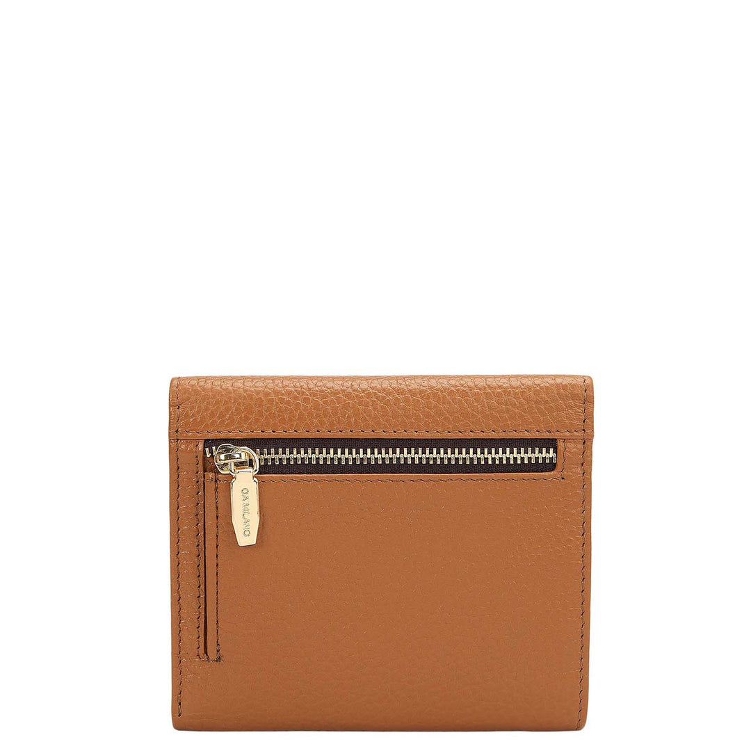 Wax Leather Ladies Wallet - Caramel