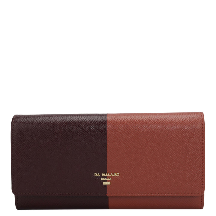 Franzy Leather Ladies Wallet - Wine & Brick