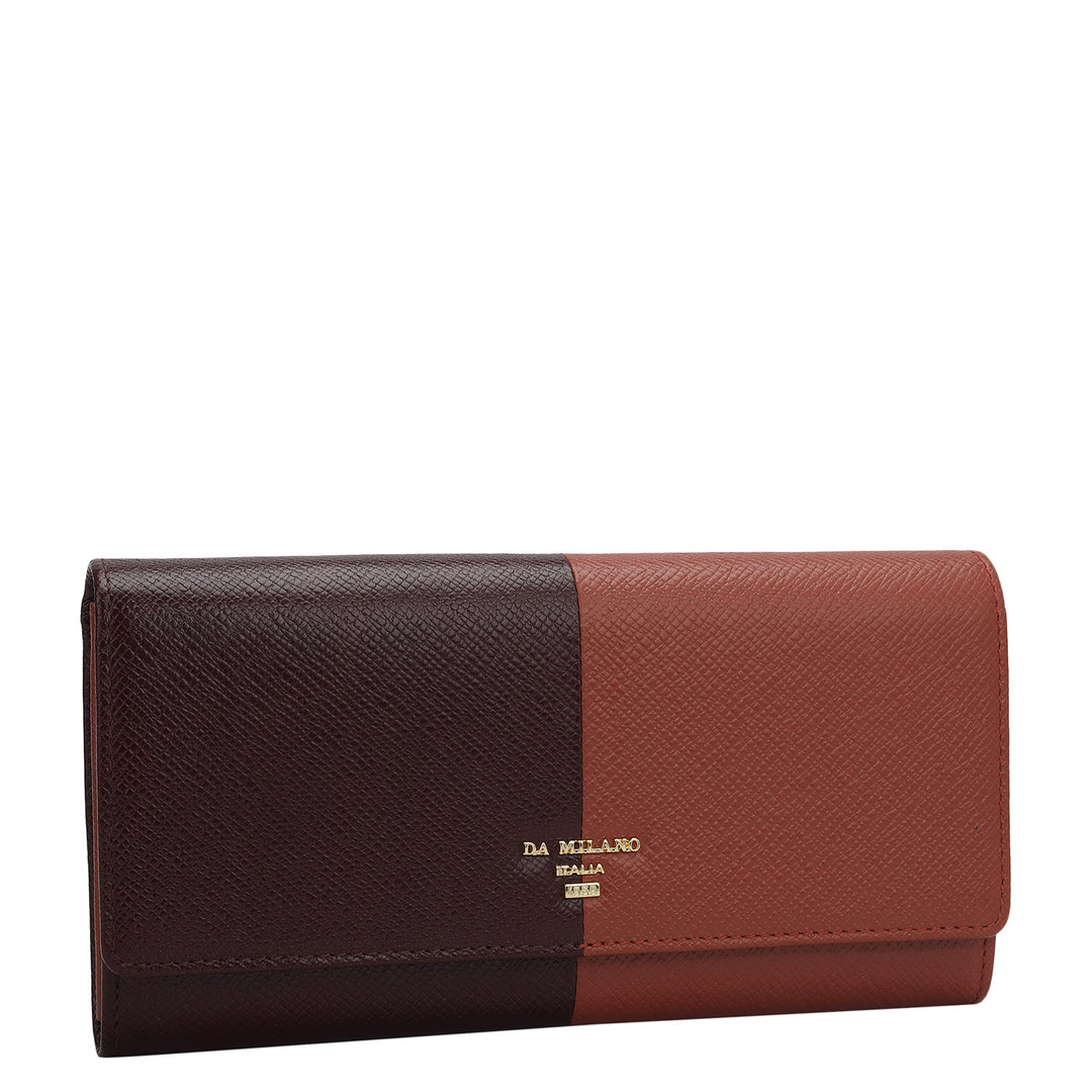Franzy Leather Ladies Wallet - Wine & Brick