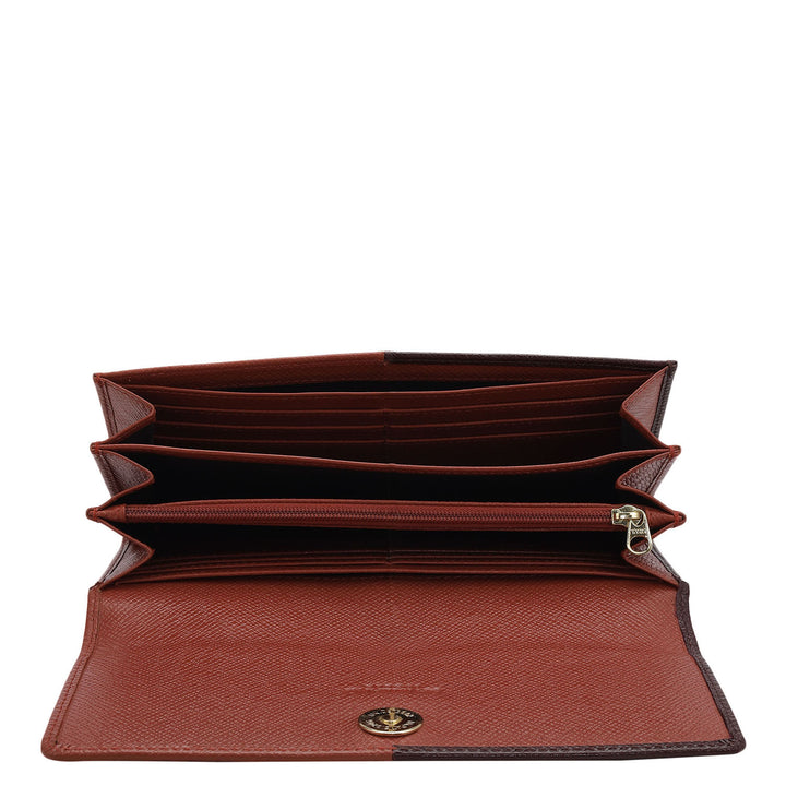Franzy Leather Ladies Wallet - Wine & Brick
