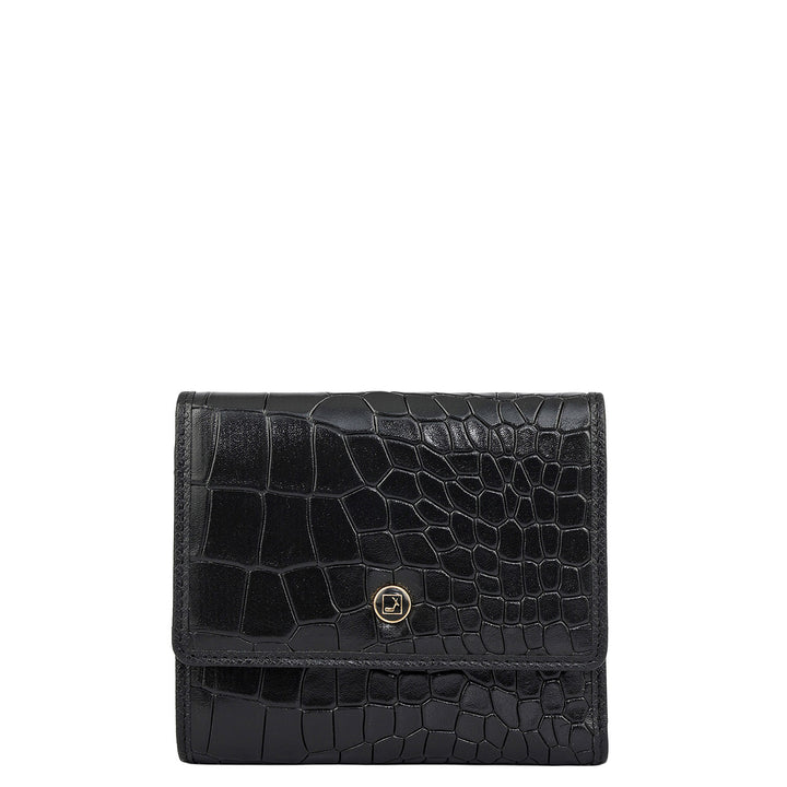 Croco Leather Ladies Wallet - Black