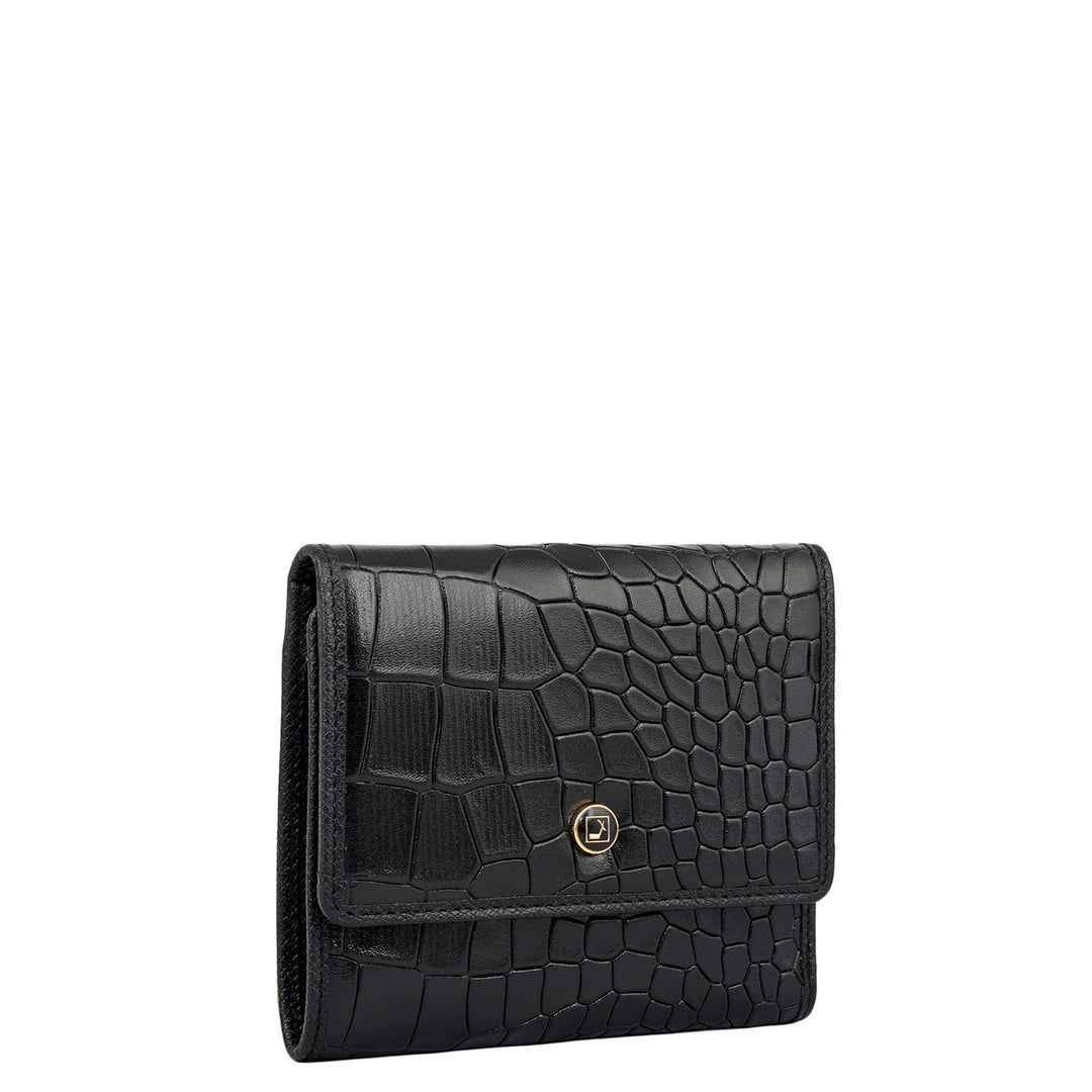 Croco Leather Ladies Wallet - Black