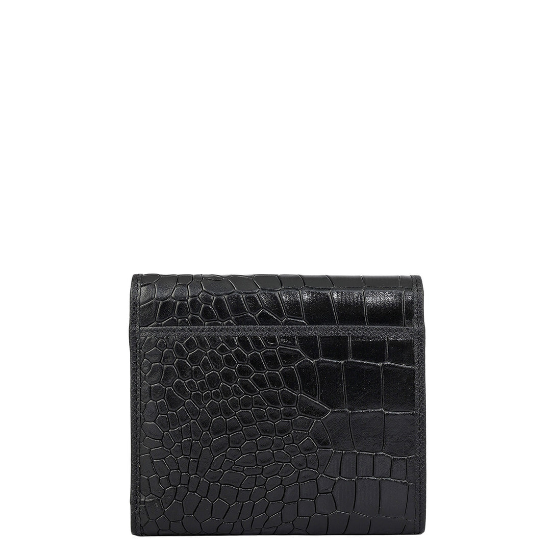Croco Leather Ladies Wallet - Black
