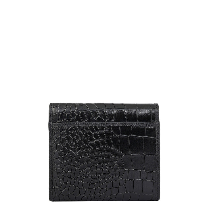 Croco Leather Ladies Wallet - Black