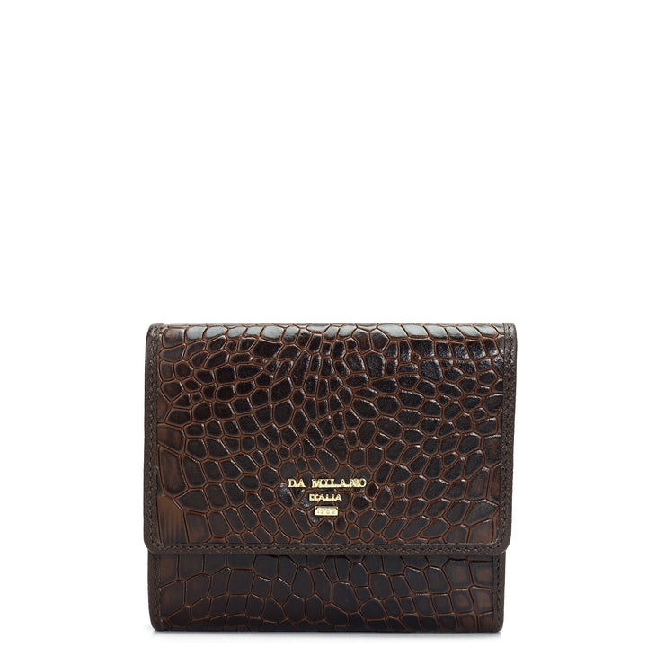 Croco Leather Ladies Wallet - Brown