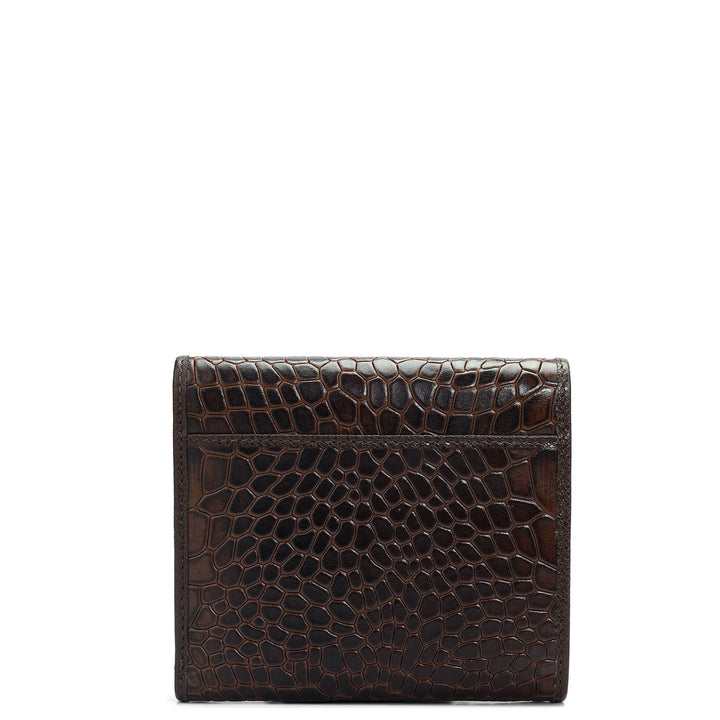 Croco Leather Ladies Wallet - Brown