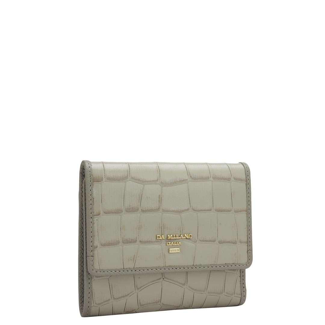 Croco Leather Ladies Wallet - Frost