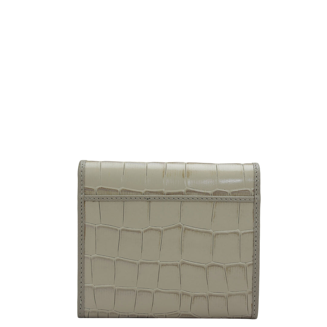 Croco Leather Ladies Wallet - Frost