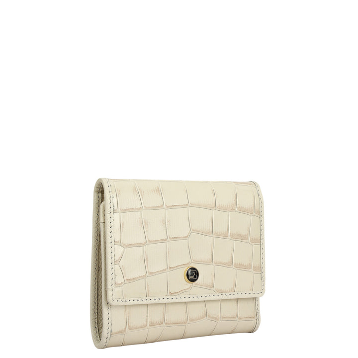 Croco Leather Ladies Wallet - Marshmallow