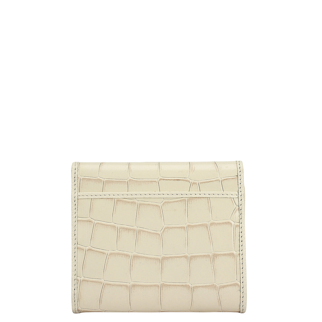 Croco Leather Ladies Wallet - Marshmallow