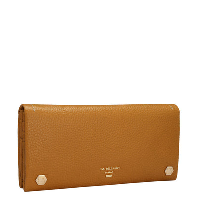 Wax Leather Ladies Wallet - Mustard