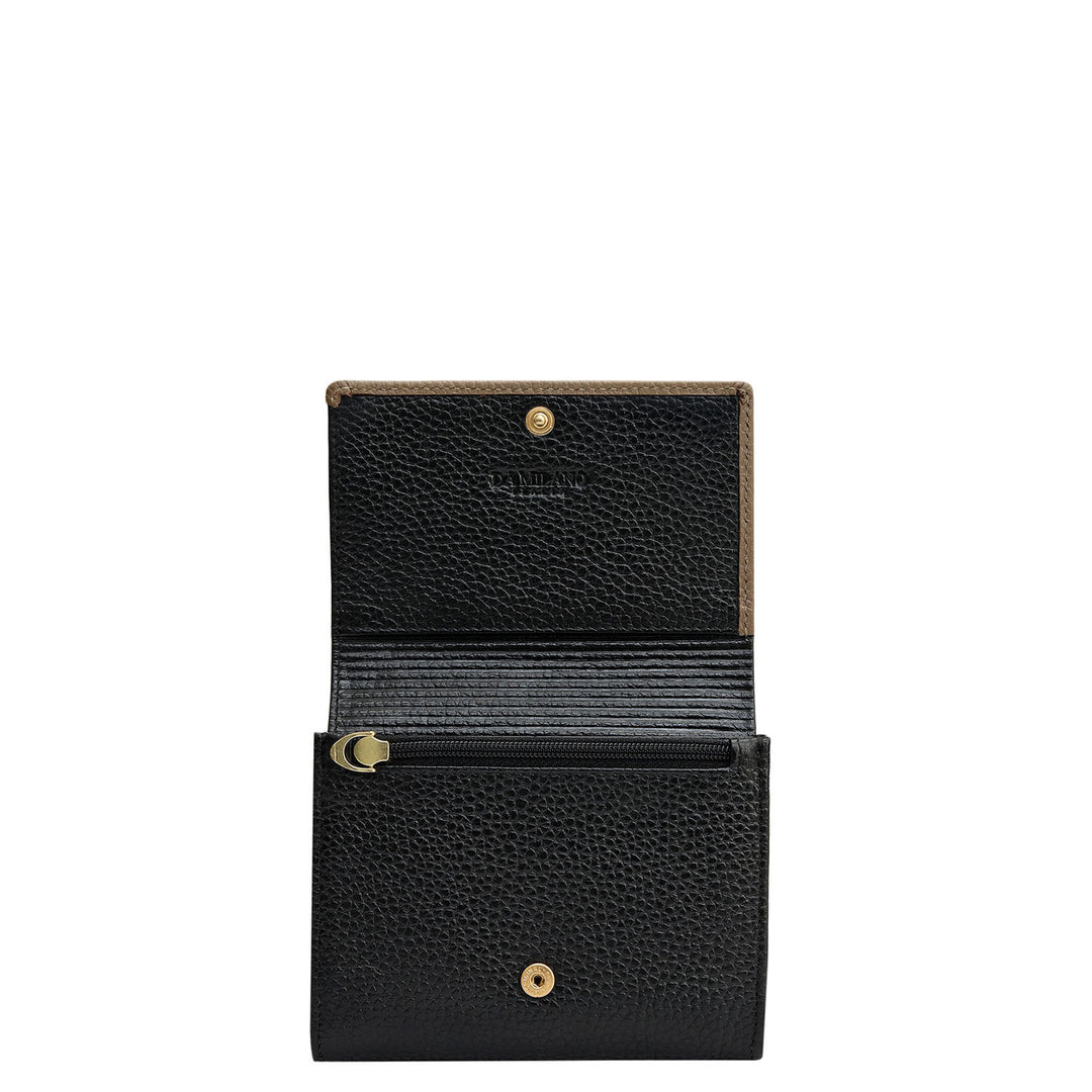 Wax Leather Ladies Wallet - Black