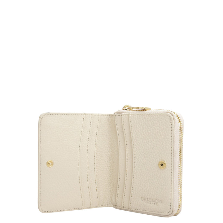Canvas Wax Leather Ladies Wallet - Butter