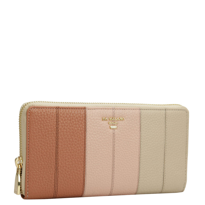 Wax Leather Women Wallet - Terracotta & Dove