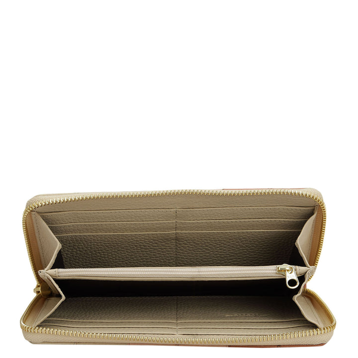 Wax Leather Women Wallet - Terracotta & Dove