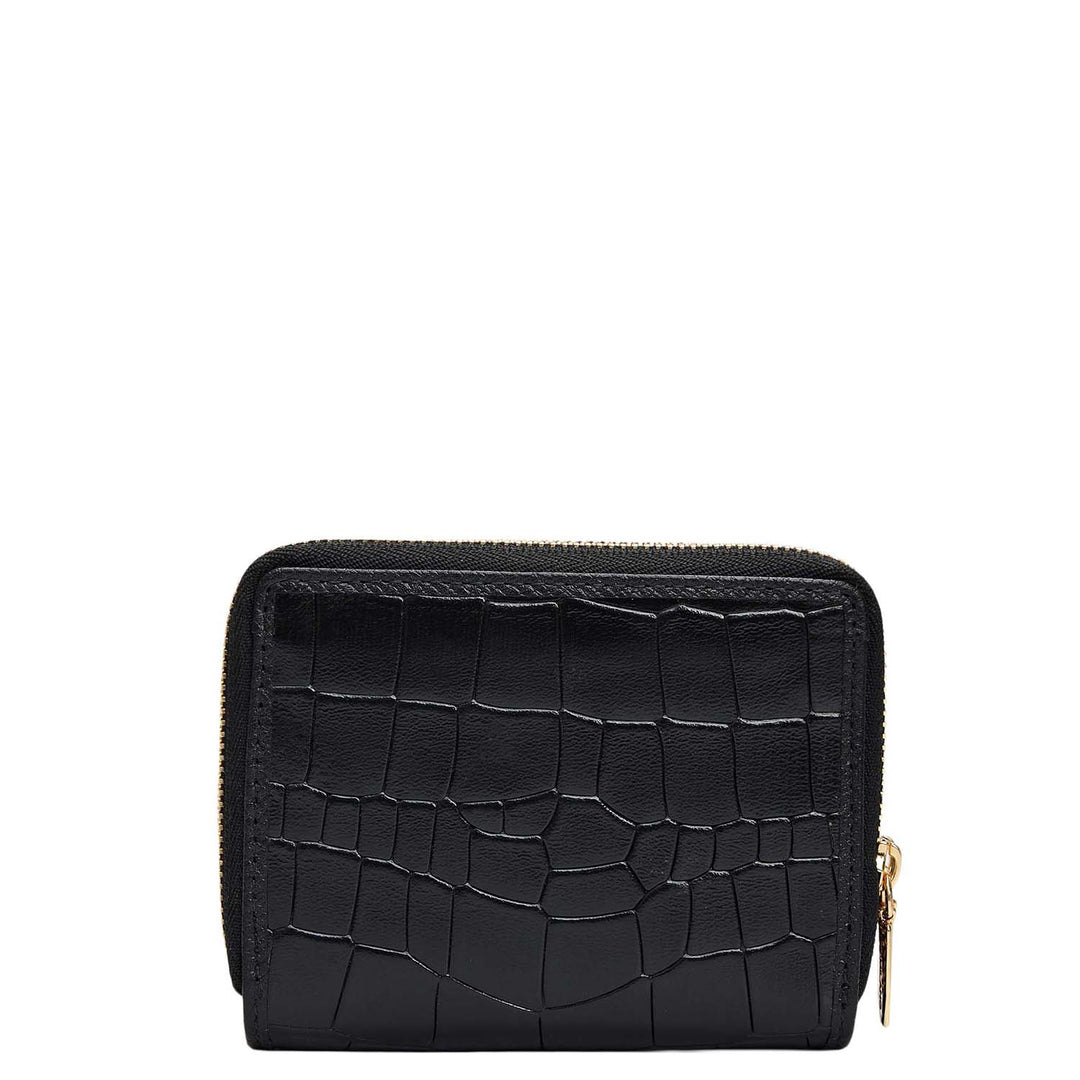 Croco Franzy Leather Ladies Wallet - Black