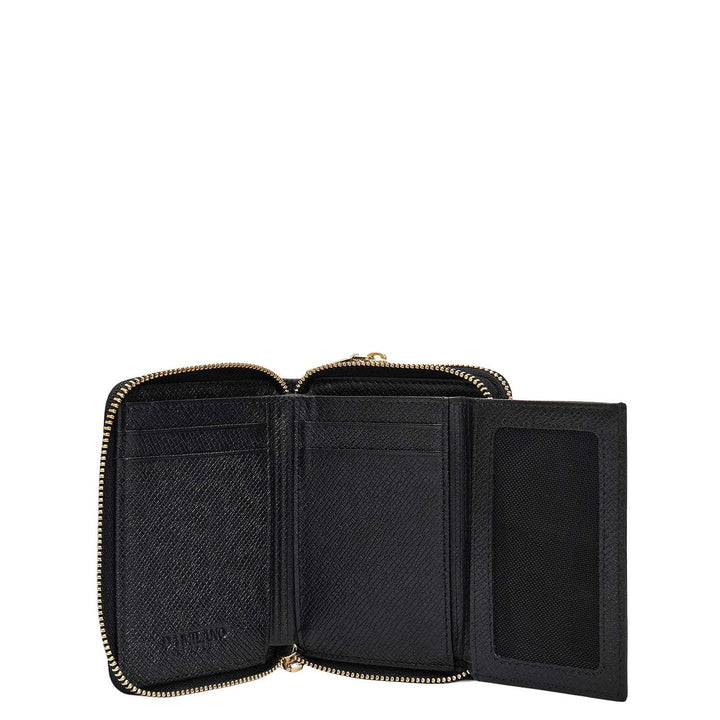 Croco Franzy Leather Ladies Wallet - Black