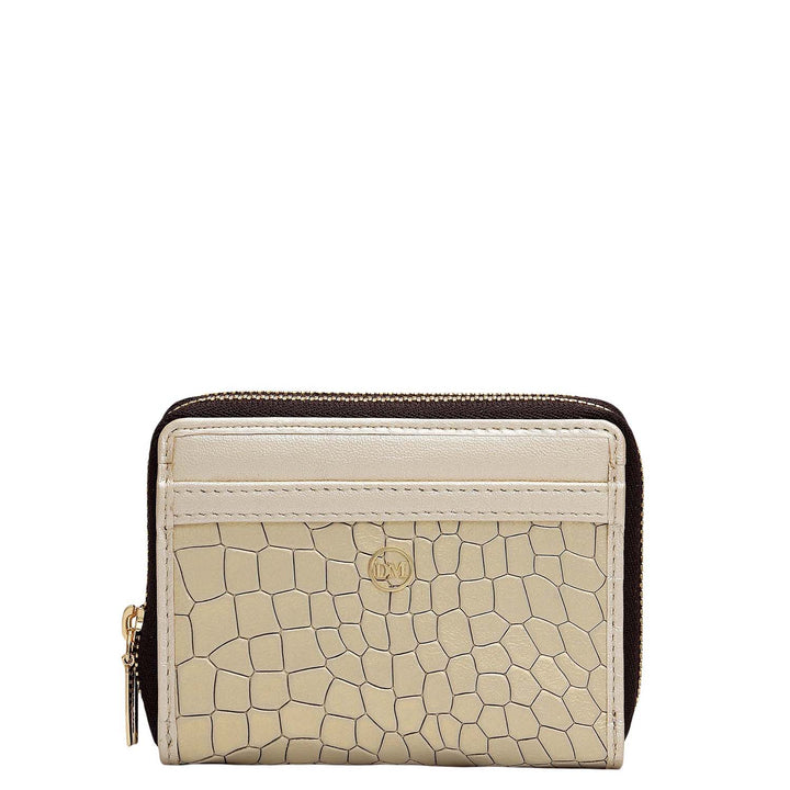 Croco Metallic Leather Ladies Wallet - Gold