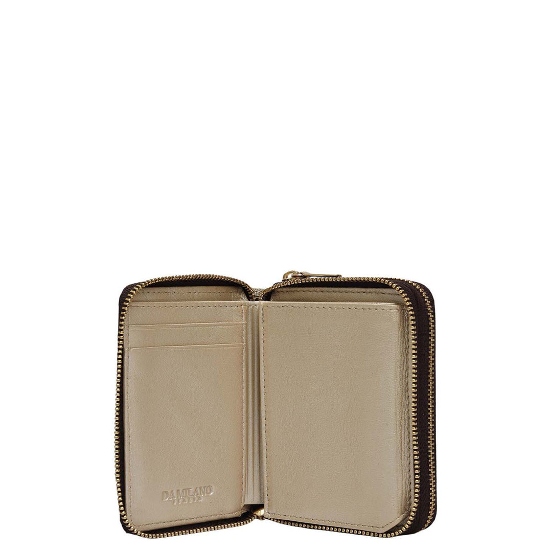 Croco Metallic Leather Ladies Wallet - Gold