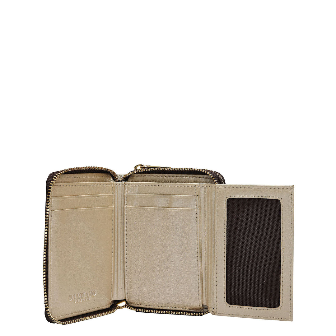 Croco Metallic Leather Ladies Wallet - Gold