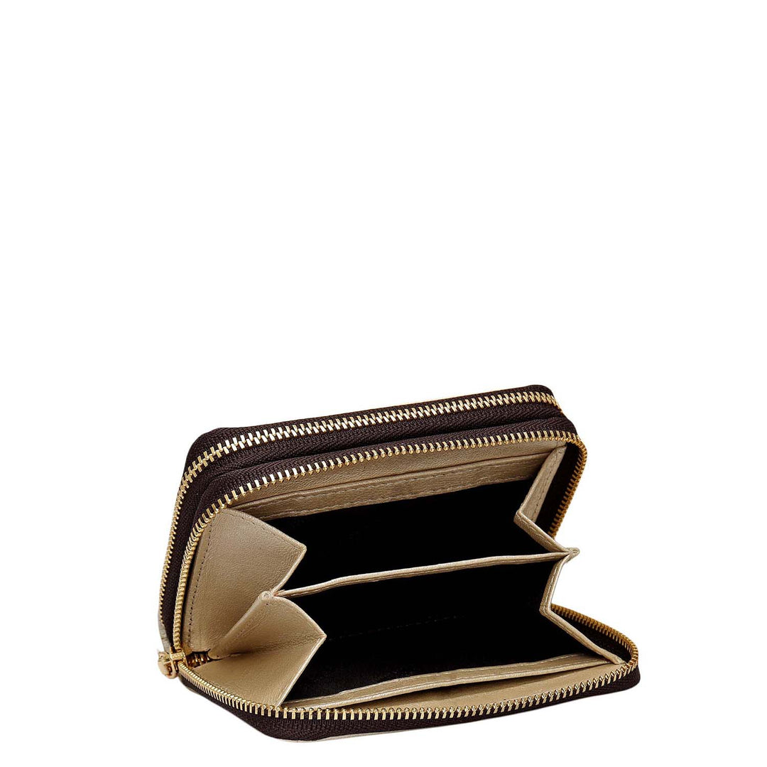 Croco Metallic Leather Ladies Wallet - Gold