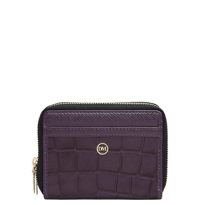 Croco Franzy Leather Ladies Wallet - Grapevine
