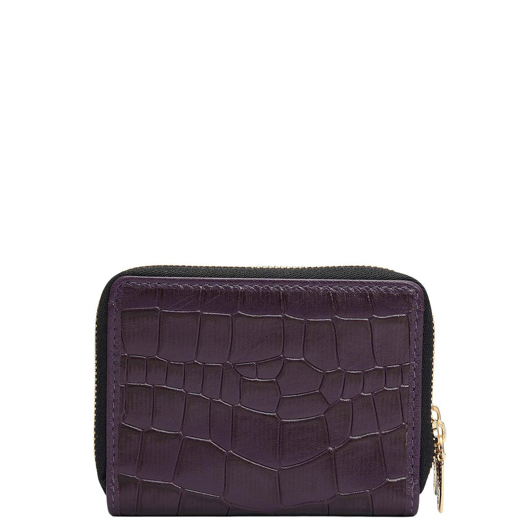 Croco Franzy Leather Ladies Wallet - Grapevine