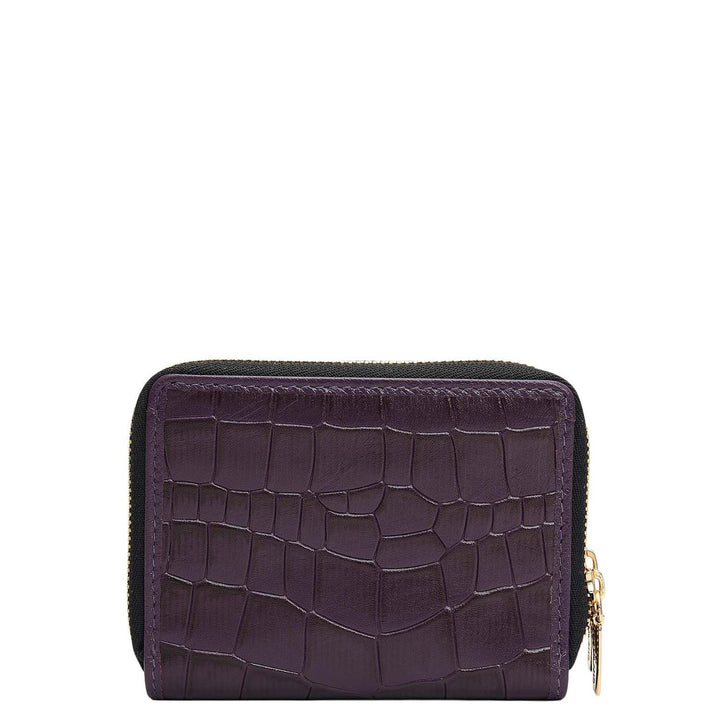Croco Franzy Leather Ladies Wallet - Grapevine