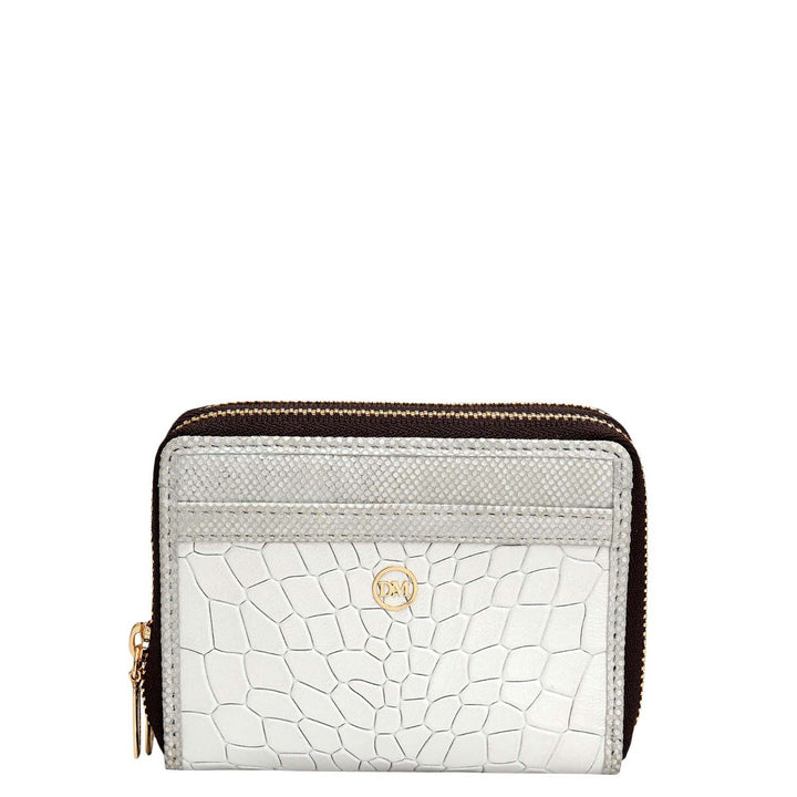 Croco Franzy Leather Ladies Wallet - Pearl