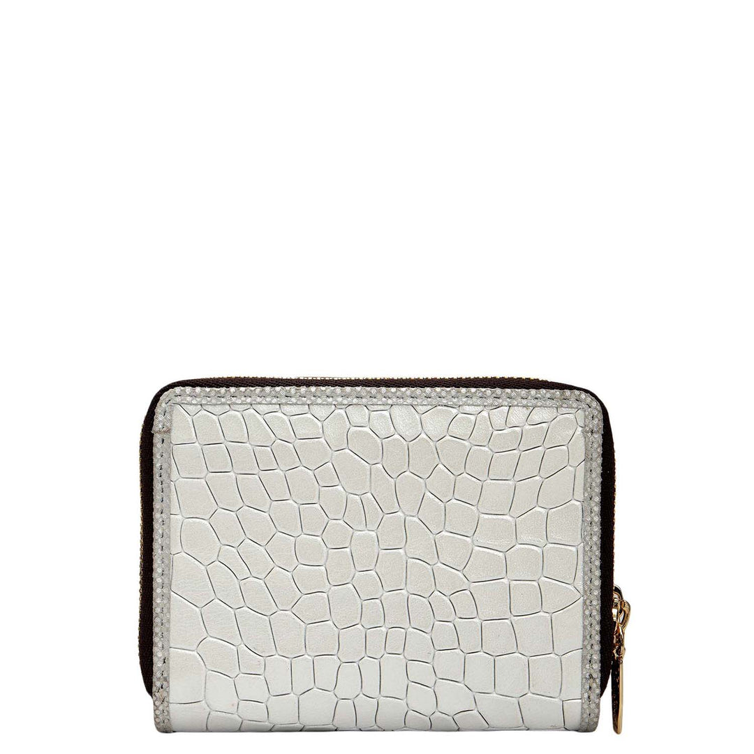 Croco Franzy Leather Ladies Wallet - Pearl