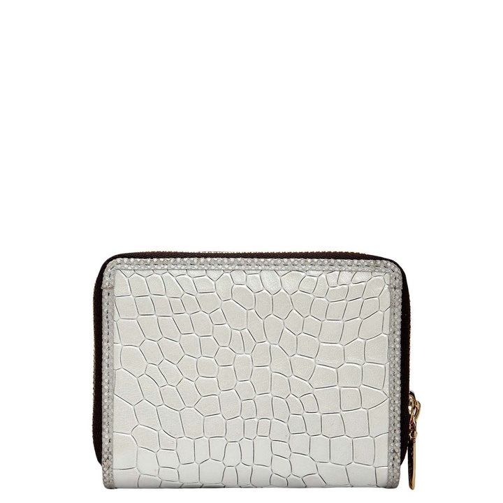 Croco Franzy Leather Ladies Wallet - Pearl