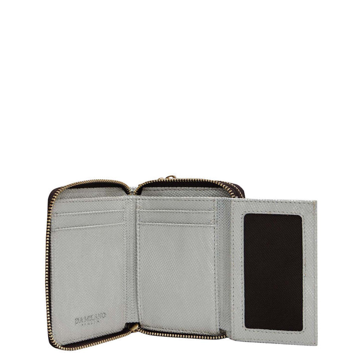 Croco Franzy Leather Ladies Wallet - Pearl