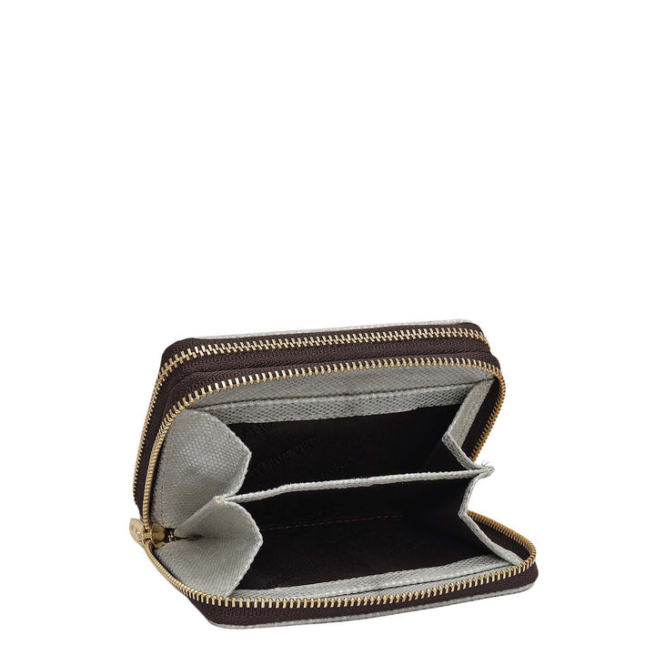 Croco Franzy Leather Ladies Wallet - Pearl