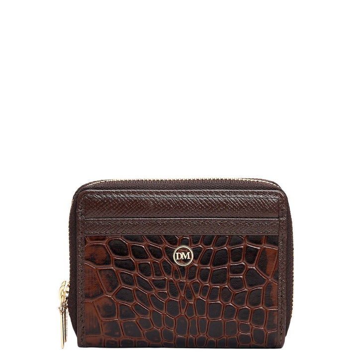 Croco Franzy Leather Ladies Wallet - Walnut