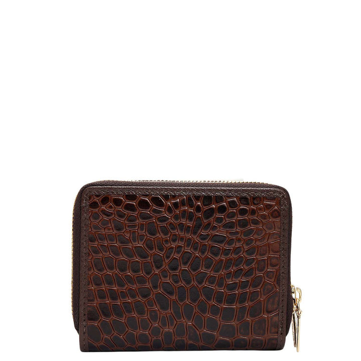 Croco Franzy Leather Ladies Wallet - Walnut