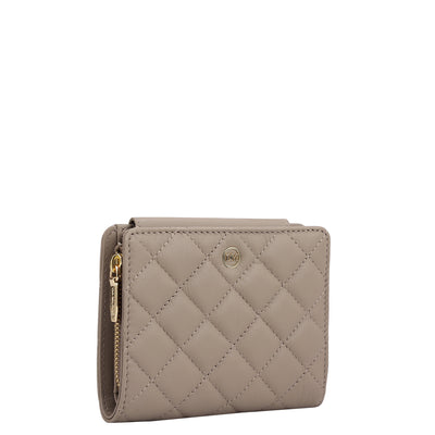 Quilting Leather Ladies Wallet - Taupe