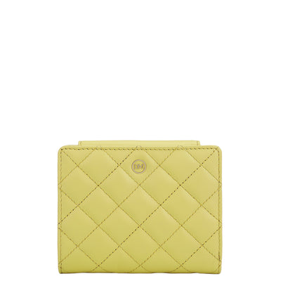 Quilting Leather Ladies Wallet - Yellow