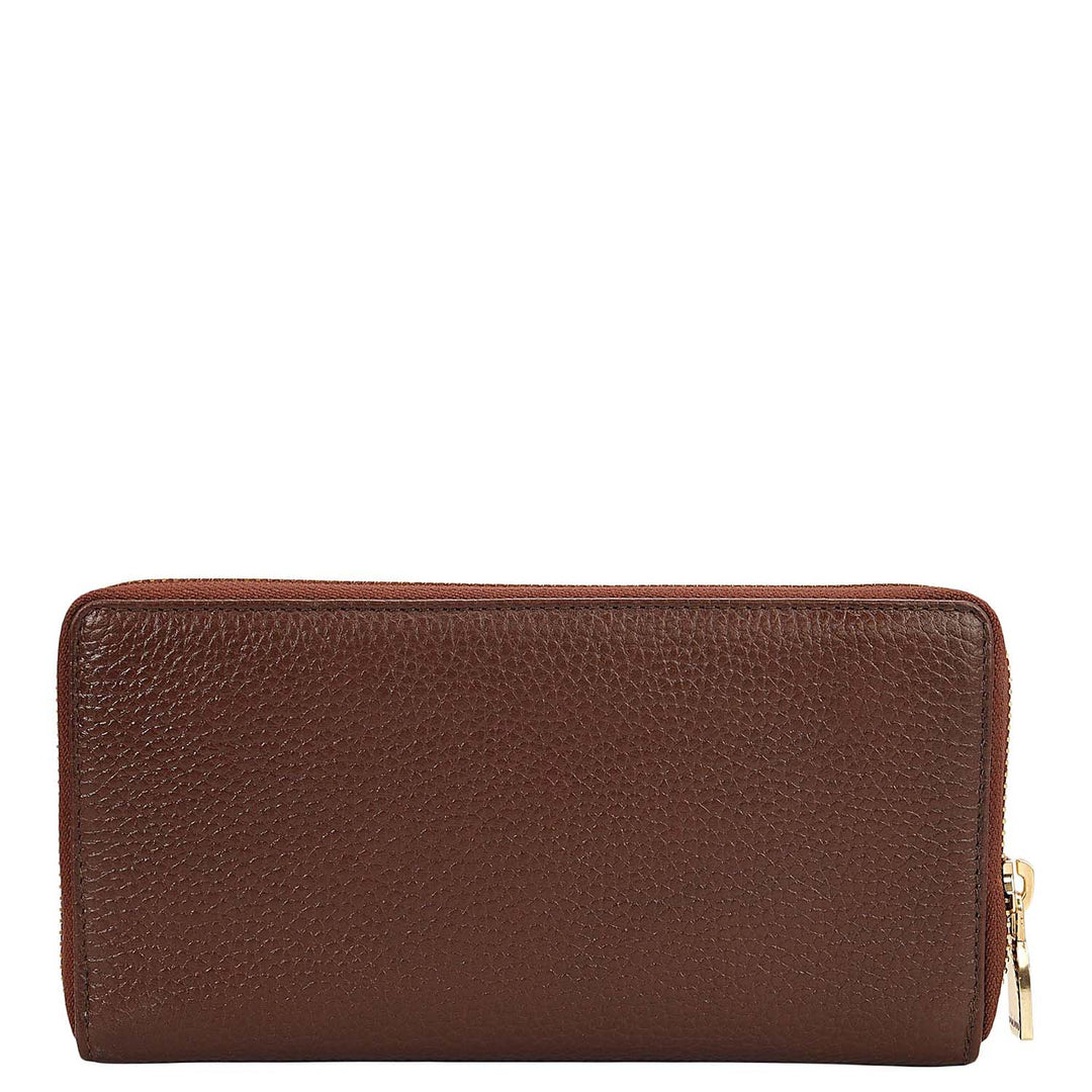 Canvas Wax Leather Ladies Wallet - Beige & Espresso