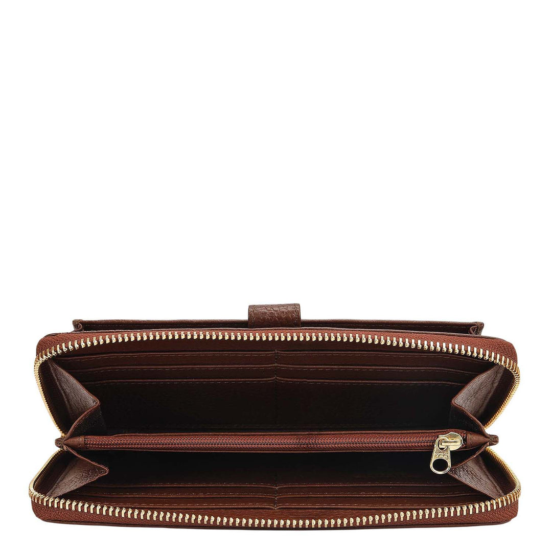 Canvas Wax Leather Ladies Wallet - Beige & Espresso